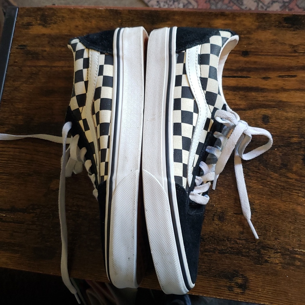 Vans Old Skool Suede and Canvas Sneakers Black and White Checker - Picture 12 of 14